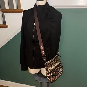 Sakroots Brown Crossbody Multi Color Peace Bag. Boho style